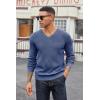 COOFANDY Men V Neck Dress Sweater Knit Long Sleeve Casual Slim Fit Pullover Sweater(Blue and White)
