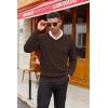 COOFANDY Men V Neck Dress Sweater Knit Long Sleeve Casual Slim Fit Pullover Sweater(Brown)