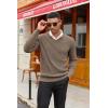 COOFANDY Men V Neck Dress Sweater Knit Long Sleeve Casual Slim Fit Pullover Sweater(Dark Khaki)