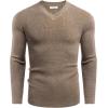COOFANDY Men V Neck Dress Sweater Knit Long Sleeve Casual Slim Fit Pullover Sweater(Dark Khaki)