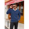 COOFANDY Men V Neck Dress Sweater Knit Long Sleeve Casual Slim Fit Pullover Sweater(Deep Blue)