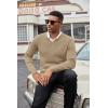 COOFANDY Men V Neck Dress Sweater Knit Long Sleeve Casual Slim Fit Pullover Sweater(Khaki)