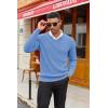 COOFANDY Men V Neck Dress Sweater Knit Long Sleeve Casual Slim Fit Pullover Sweater(Light Blue)