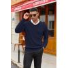 COOFANDY Men V Neck Dress Sweater Knit Long Sleeve Casual Slim Fit Pullover Sweater(Navy Blue)