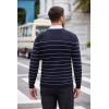 COOFANDY Men V Neck Dress Sweater Knit Long Sleeve Casual Slim Fit Pullover Sweater(Navy/White Mariner Stripe)