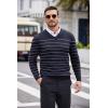 COOFANDY Men V Neck Dress Sweater Knit Long Sleeve Casual Slim Fit Pullover Sweater(Navy/White Mariner Stripe)