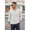 COOFANDY Men V Neck Dress Sweater Knit Long Sleeve Casual Slim Fit Pullover Sweater(White)