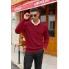 COOFANDY Men V Neck Dress Sweater Knit Long Sleeve Casual Slim Fit Pullover Sweater(Wine Red)