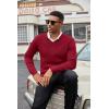 COOFANDY Men V Neck Dress Sweater Knit Long Sleeve Casual Slim Fit Pullover Sweater(Wine Red)