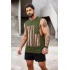 COOFANDY Men Workout Tank Top 2 Pack Gym Bodybuilding Sleeveless Muscle T Shirts(Army Green Flag)