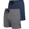 COOFANDY Men’s 2 Pack Gym Workout Shorts Quick Dry Athletic Shorts 5 Inch Lightweight Sports Running Shorts with Pockets(Dark Gray/Navy Blue)