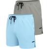 COOFANDY Men’s 2 Pack Gym Workout Shorts Quick Dry Athletic Shorts 5 Inch Lightweight Sports Running Shorts with Pockets(Grey/Sky Blue)