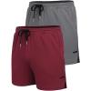 COOFANDY Men’s 2 Pack Gym Workout Shorts Quick Dry Athletic Shorts 5 Inch Lightweight Sports Running Shorts with Pockets(Wine Red/Dark Gray)