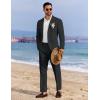 COOFANDY Men’s 2 Piece Linen Suits Set Regular Fit Casual Linen Lightweight Suit Summer Beach Wedding(Black)