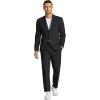 COOFANDY Men’s 2 Piece Linen Suits Set Regular Fit Casual Linen Lightweight Suit Summer Beach Wedding(Black)