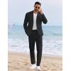 COOFANDY Men’s 2 Piece Linen Suits Set Regular Fit Casual Linen Lightweight Suit Summer Beach Wedding(Black)