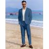 COOFANDY Men’s 2 Piece Linen Suits Set Regular Fit Casual Linen Lightweight Suit Summer Beach Wedding(Blue)