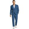 COOFANDY Men’s 2 Piece Linen Suits Set Regular Fit Casual Linen Lightweight Suit Summer Beach Wedding(Blue)