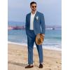 COOFANDY Men’s 2 Piece Linen Suits Set Regular Fit Casual Linen Lightweight Suit Summer Beach Wedding(Blue)