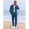 COOFANDY Men’s 2 Piece Linen Suits Set Regular Fit Casual Linen Lightweight Suit Summer Beach Wedding(Blue)