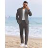 COOFANDY Men’s 2 Piece Linen Suits Set Regular Fit Casual Linen Lightweight Suit Summer Beach Wedding(Dark Grey)