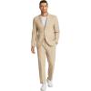 COOFANDY Men’s 2 Piece Linen Suits Set Regular Fit Casual Linen Lightweight Suit Summer Beach Wedding(Khaki)