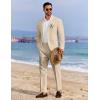 COOFANDY Men’s 2 Piece Linen Suits Set Regular Fit Casual Linen Lightweight Suit Summer Beach Wedding(Khaki)