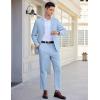COOFANDY Men’s 2 Piece Linen Suits Set Regular Fit Casual Linen Lightweight Suit Summer Beach Wedding(Light Blue)