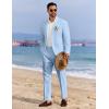 COOFANDY Men’s 2 Piece Linen Suits Set Regular Fit Casual Linen Lightweight Suit Summer Beach Wedding(Light Blue)