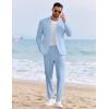 COOFANDY Men’s 2 Piece Linen Suits Set Regular Fit Casual Linen Lightweight Suit Summer Beach Wedding(Light Blue)