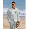 COOFANDY Men’s 2 Piece Linen Suits Set Regular Fit Casual Linen Lightweight Suit Summer Beach Wedding(Light Green)
