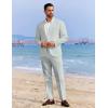 COOFANDY Men’s 2 Piece Linen Suits Set Regular Fit Casual Linen Lightweight Suit Summer Beach Wedding(Light Green)