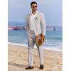 COOFANDY Men’s 2 Piece Linen Suits Set Regular Fit Casual Linen Lightweight Suit Summer Beach Wedding(Light Grey)