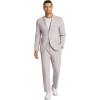 COOFANDY Men’s 2 Piece Linen Suits Set Regular Fit Casual Linen Lightweight Suit Summer Beach Wedding(Light Grey)