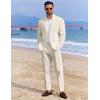 COOFANDY Men’s 2 Piece Linen Suits Set Regular Fit Casual Linen Lightweight Suit Summer Beach Wedding(Light Khaki)