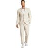 COOFANDY Men’s 2 Piece Linen Suits Set Regular Fit Casual Linen Lightweight Suit Summer Beach Wedding(Light Khaki)