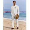COOFANDY Men’s 2 Piece Linen Suits Set Regular Fit Casual Linen Lightweight Suit Summer Beach Wedding(Linen Khaki)