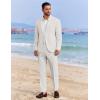 COOFANDY Men’s 2 Piece Linen Suits Set Regular Fit Casual Linen Lightweight Suit Summer Beach Wedding(Linen Khaki)