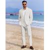 COOFANDY Men’s 2 Piece Linen Suits Set Regular Fit Casual Linen Lightweight Suit Summer Beach Wedding(Linen Khaki)