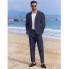 COOFANDY Men’s 2 Piece Linen Suits Set Regular Fit Casual Linen Lightweight Suit Summer Beach Wedding(Navy Blue)