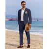 COOFANDY Men’s 2 Piece Linen Suits Set Regular Fit Casual Linen Lightweight Suit Summer Beach Wedding(Navy Blue)