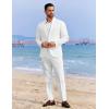 COOFANDY Men’s 2 Piece Linen Suits Set Regular Fit Casual Linen Lightweight Suit Summer Beach Wedding(White)