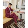 COOFANDY Men’s 2 Piece Linen Suits Set Regular Fit Casual Linen Lightweight Suit Summer Beach Wedding(Wine Red)
