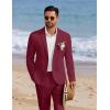 COOFANDY Men’s 2 Piece Linen Suits Set Regular Fit Casual Linen Lightweight Suit Summer Beach Wedding(Wine Red)