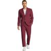 COOFANDY Men’s 2 Piece Linen Suits Set Regular Fit Casual Linen Lightweight Suit Summer Beach Wedding(Wine Red)