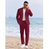 COOFANDY Men’s 2 Piece Linen Suits Set Regular Fit Casual Linen Lightweight Suit Summer Beach Wedding(Wine Red)