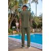 COOFANDY Men’s 2 Piece Outfit Casual Short Sleeve Button Down Shirt Beach Summer Loose Pant Sets(Army Green)