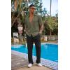 COOFANDY Men’s 2 Piece Outfit Casual Short Sleeve Button Down Shirt Beach Summer Loose Pant Sets(Army Green Black)
