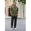 COOFANDY Men’s 2 Piece Outfit Casual Short Sleeve Button Down Shirt Beach Summer Loose Pant Sets(Army Green Black)