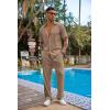 COOFANDY Men’s 2 Piece Outfit Casual Short Sleeve Button Down Shirt Beach Summer Loose Pant Sets(Brown)